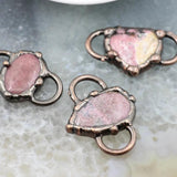 Rhodonite Slice Pink Quartz Connector for DIY Jewelry Making