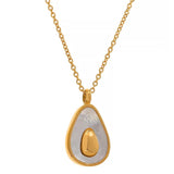 Golden Fruit Pendant Necklace Stainless Steel Avocado Shell Charm