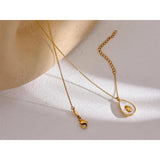 Golden Fruit Pendant Necklace Stainless Steel Avocado Shell Charm