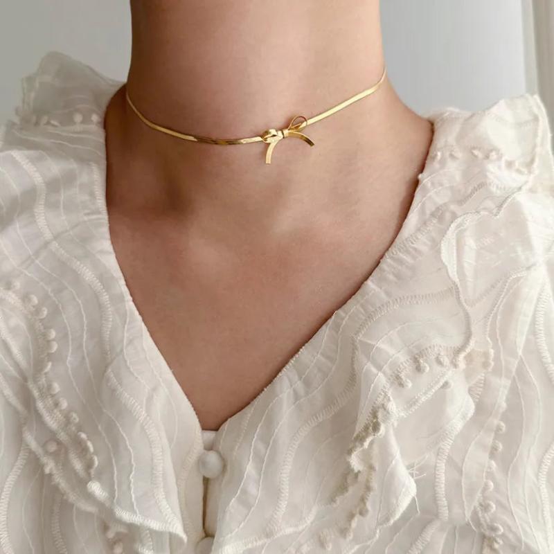 18K Plated Short Necklace for Women Charms Choker Jewelry Gift
