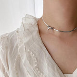 18K Plated Short Necklace for Women Charms Choker Jewelry Gift