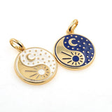 Sun Moon Yin Yang Couple Pendant Necklace Hip Hop Charms Jewelry