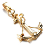 Vintage Gold Men Stainless Steel Anchor Charm Pendant