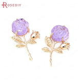 Champagne Brass Glass Rose Flower Connect Charms Pendants