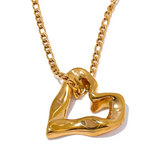 Minimalist Heart Love Necklace Pendant 18K Plated Stainless Steel Charm