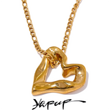 Minimalist Heart Love Necklace Pendant 18K Plated Stainless Steel Charm