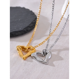 Minimalist Heart Love Necklace Pendant 18K Plated Stainless Steel Charm