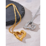Minimalist Heart Love Necklace Pendant 18K Plated Stainless Steel Charm