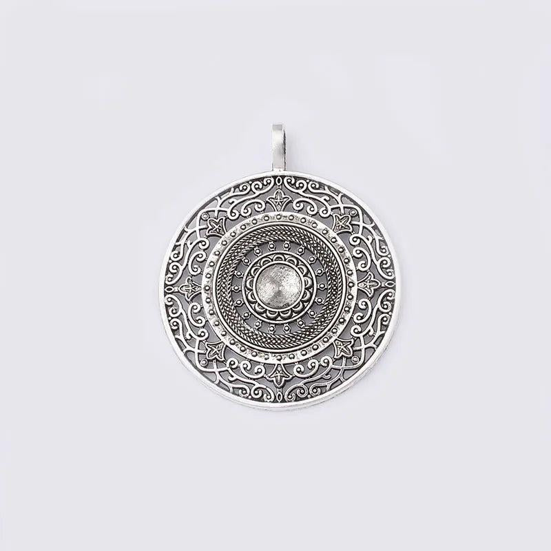 3Pcs Large Filigree Round Medallion Charms Pendant for DIY Necklace Making