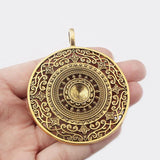 3Pcs Large Filigree Round Medallion Charms Pendant for DIY Necklace Making