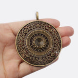 3Pcs Large Filigree Round Medallion Charms Pendant for DIY Necklace Making