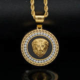 Hip Hop Iced Out Lion Head Pendant Necklace Charm For Men