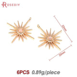 6PCS 18K Brass Star Charms Pendants for Jewelry Making