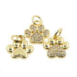 Cat Dog Bear Paw Charms Pendant Zircon Plated Women Necklace