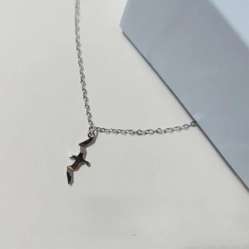 Silver Sea Mew Pendant Necklace for Women Clavicle Chain Charm Jewelry