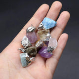 5pcs Rough Quartz Crystal Stone Charms for DIY Jewelry Making