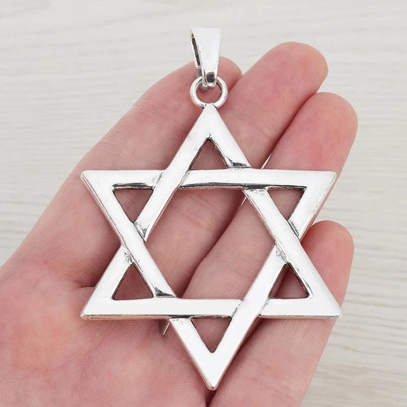 3 Tibetan Silver Large Star of David Charms Pendants 87x60mm