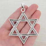 3 Tibetan Silver Large Star of David Charms Pendants 87x60mm