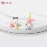 6PCS 13x14MM 24K Brass Starfish Charms Pendants DIY Jewelry Making Supplies