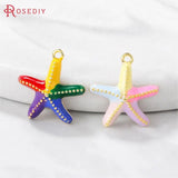 6PCS 13x14MM 24K Brass Starfish Charms Pendants DIY Jewelry Making Supplies