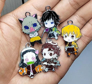 10 Pcs Cartoon Necklace Keychain Enamel Metal Charms DIY Jewelry Making