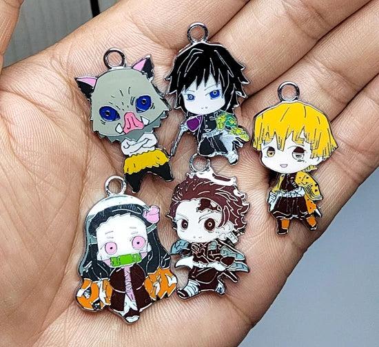 10 Pcs Cartoon Necklace Keychain Enamel Metal Charms DIY Jewelry Making