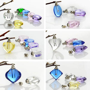 10PCS Crystal Vial Pendants Mini Glass Bottles Screw Cap Necklace Perfume Bottle