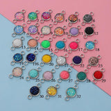 Fnixtar 12mm Stainless Steel Glitter Faux Druzy Resin Charm Connectors
