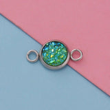 Fnixtar 12mm Stainless Steel Glitter Faux Druzy Resin Charm Connectors