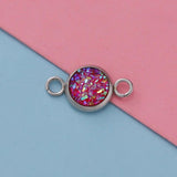 Fnixtar 12mm Stainless Steel Glitter Faux Druzy Resin Charm Connectors