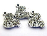 50Pcs/Lot Crystal Necklace Pendant Dog Paw Bone Charms For DIY
