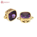 18K Brass Zircon Square Connect Charms Pendants for Jewelry Making