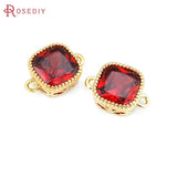 18K Brass Zircon Square Connect Charms Pendants for Jewelry Making