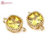 18K Brass Zircon Square Connect Charms Pendants for Jewelry Making