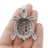 6 Tibetan Silver Hollow Turtle Charms 56x37mm
