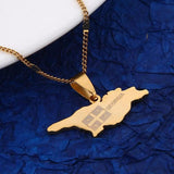 Stainless Steel Georgia Map Pendant Necklace Women Charm Jewelry