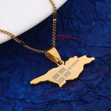 Stainless Steel Georgia Map Pendant Necklace Women Charm Jewelry