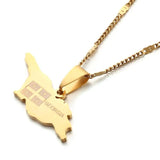 Stainless Steel Georgia Map Pendant Necklace Women Charm Jewelry