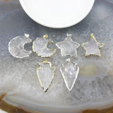 Rough Quartz Star Moon Pendants Crystal Arrow Charms DIY Necklace