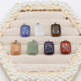 7PC Natural Stone Pendant Quartz Agate Yellow Jade Healing Crystal Charms