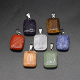 7PC Natural Stone Pendant Quartz Agate Yellow Jade Healing Crystal Charms