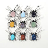 1PC Spider Natural Stone Pendant Opal Quartz Agate Amethyst Animal Healing Cryst