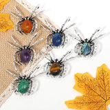 1PC Spider Natural Stone Pendant Opal Quartz Agate Amethyst Animal Healing Cryst