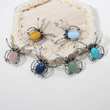 1PC Spider Natural Stone Pendant Opal Quartz Agate Amethyst Animal Healing Cryst