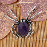 1PC Spider Natural Stone Pendant Opal Quartz Agate Amethyst Animal Healing Cryst