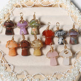 Mini Mushroom Natural Stone Pendant for Jewelry Making