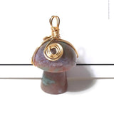 Mini Mushroom Natural Stone Pendant for Jewelry Making