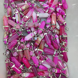 10Pcs Natural Agates Quartz Hexagonal Column Gem Pendants