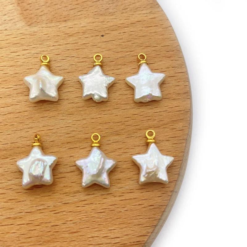2pcs Natural Freshwater Pearl Star Pendant Charms 12x15mm DIY Necklace Earrings