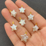 2pcs Natural Freshwater Pearl Star Pendant Charms 12x15mm DIY Necklace Earrings